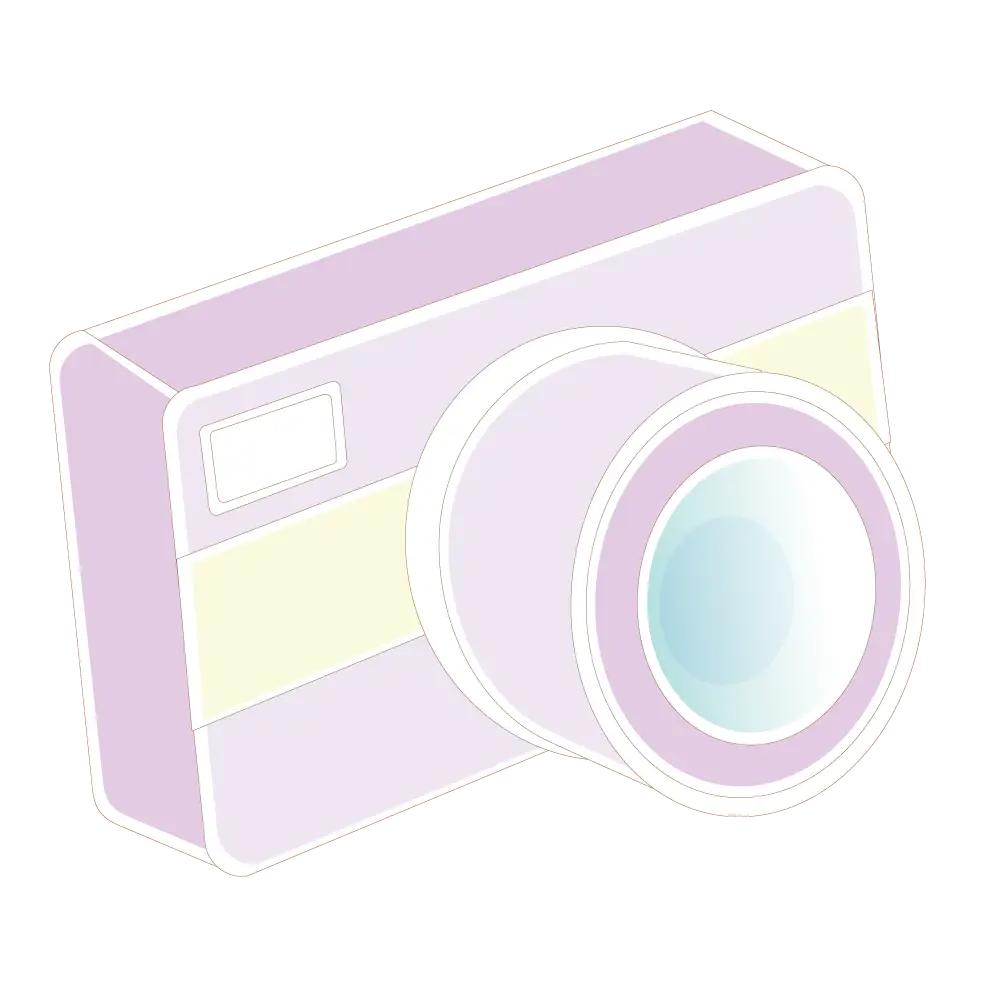Pastel Cartoon Camera with a Large Lens
