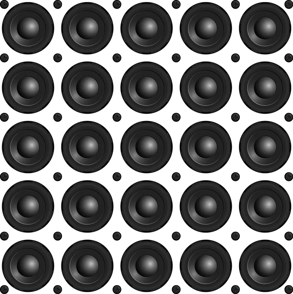 Grid of Black Audio Speakers