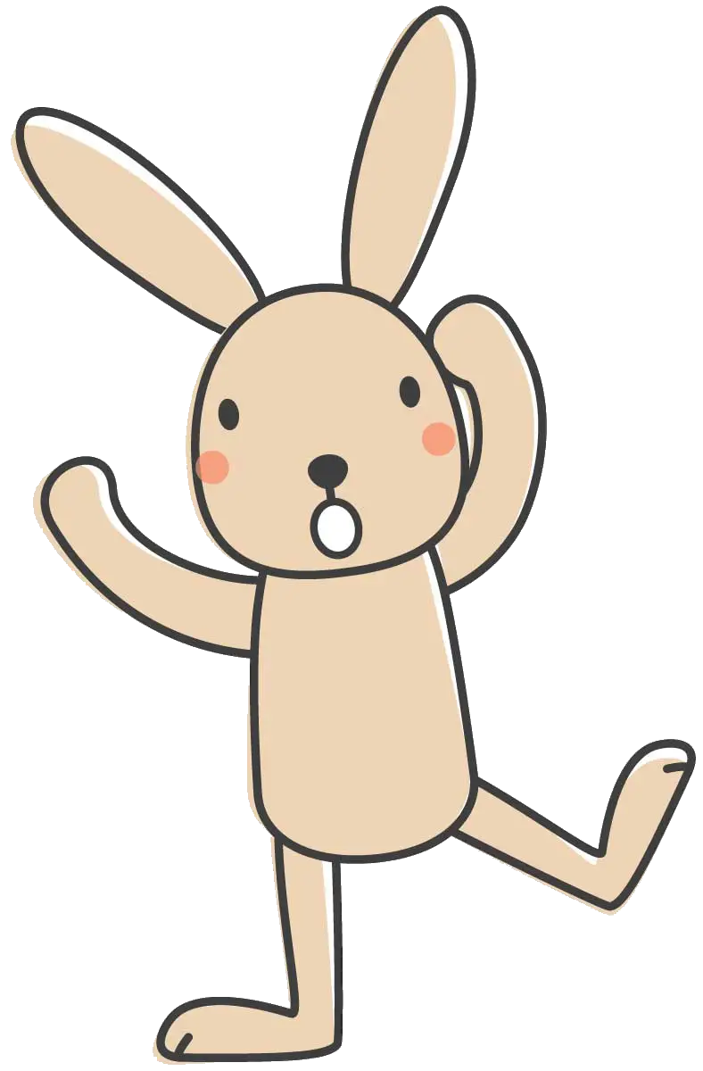 Cute Cartoon Bunny in Playful Pose