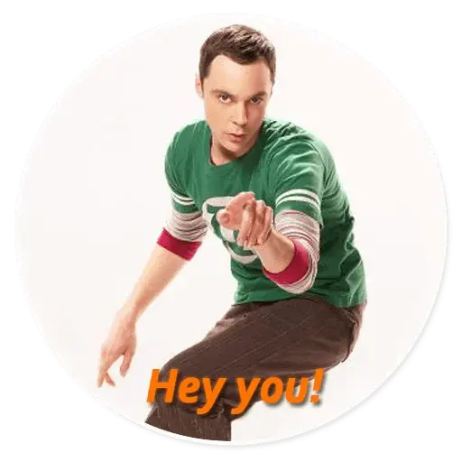 Person Pointing with Hey You Text