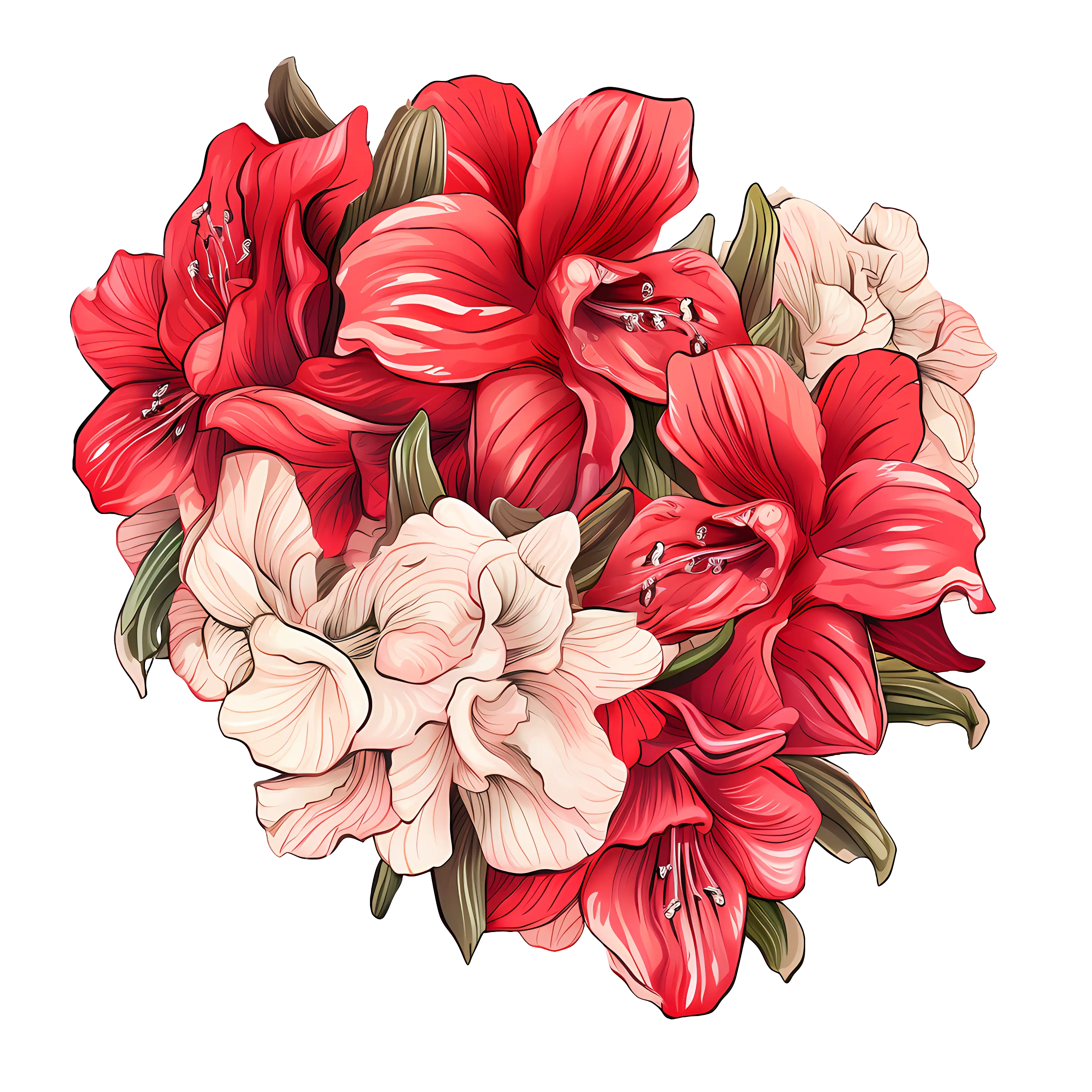 Decorative Flower Bouquet with Amaryllis and White Flowers