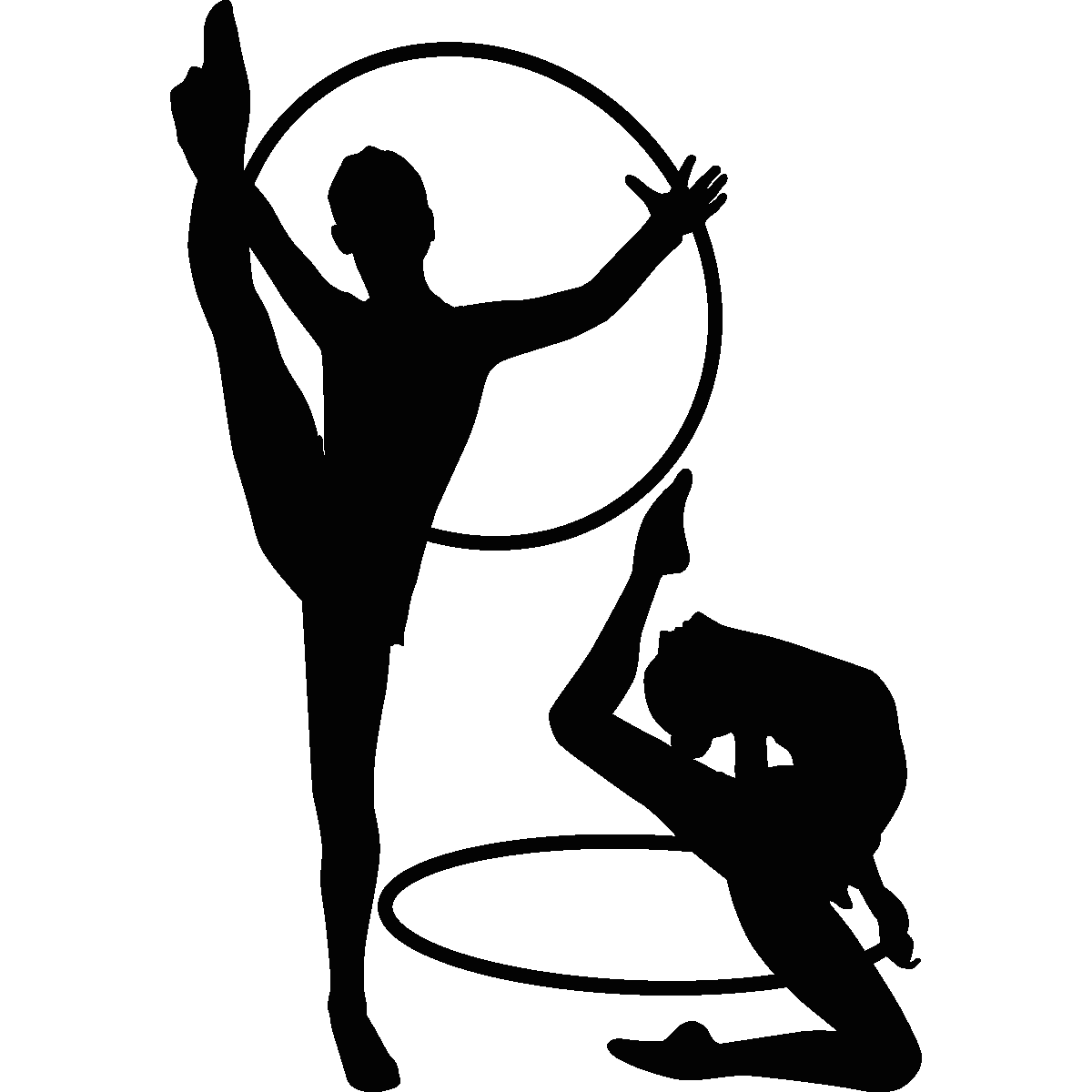 Gymnasts Silhouette with Hoops