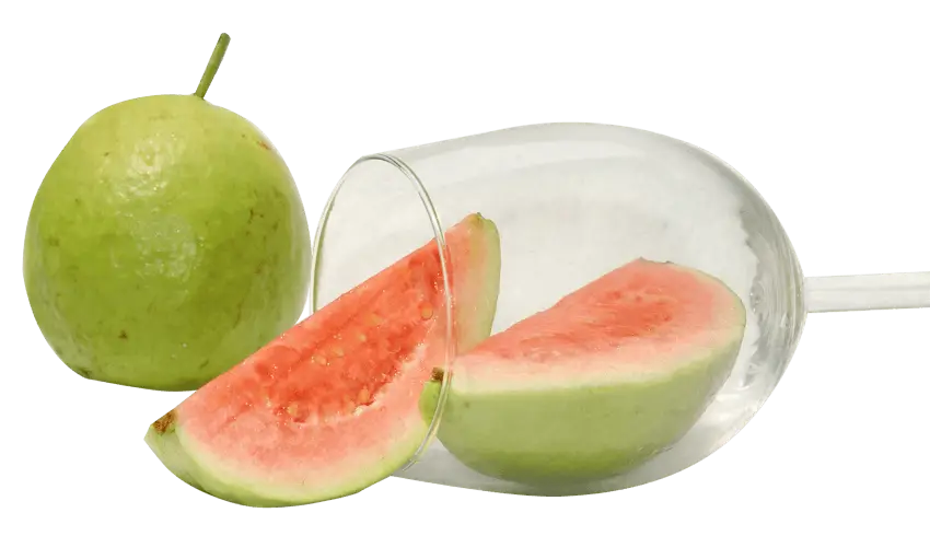 Fresh Guava and Slices in a Glass