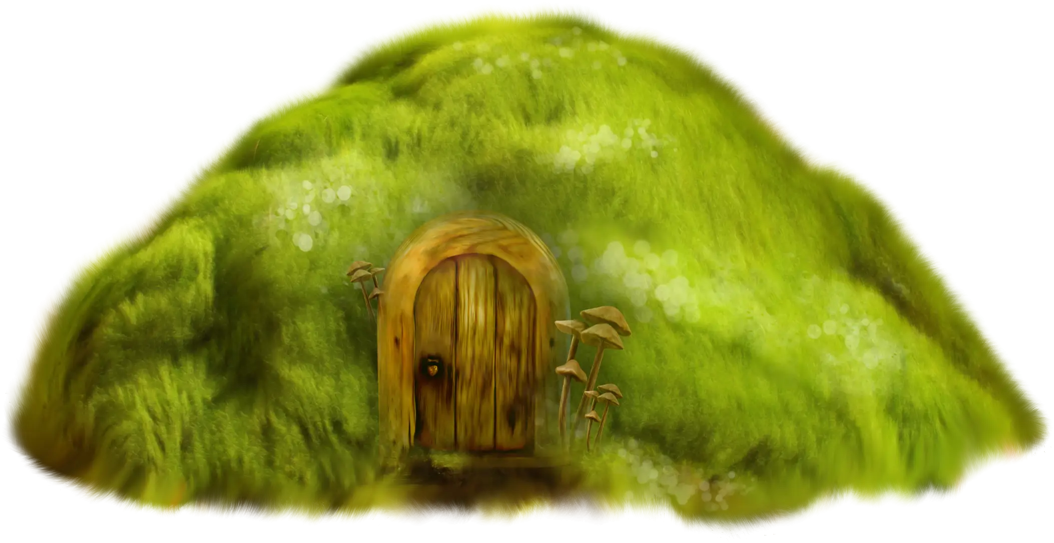 Fantasy Grass Mound House with Wooden Door
