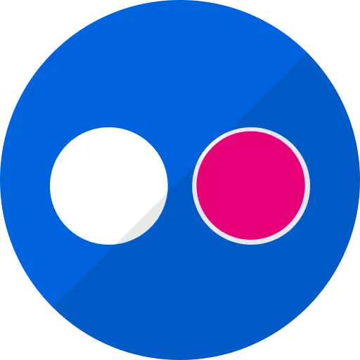 Blue Logo Design with White and Pink Circles