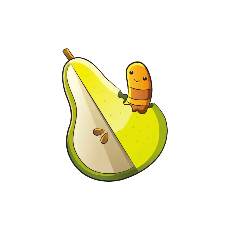 Cute Cartoon Pear with Worm