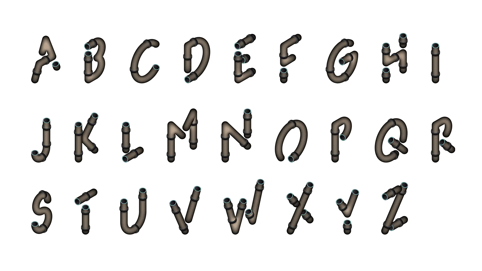 Metallic Alphabet Letters Design