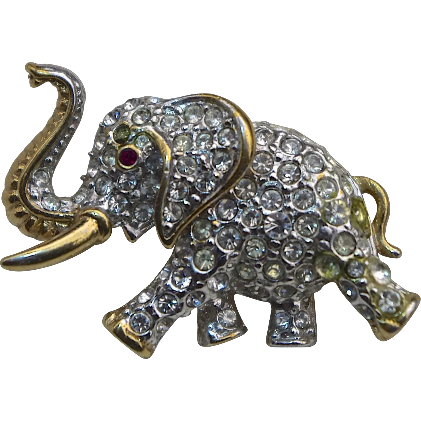 Rhinestone Elephant Brooch