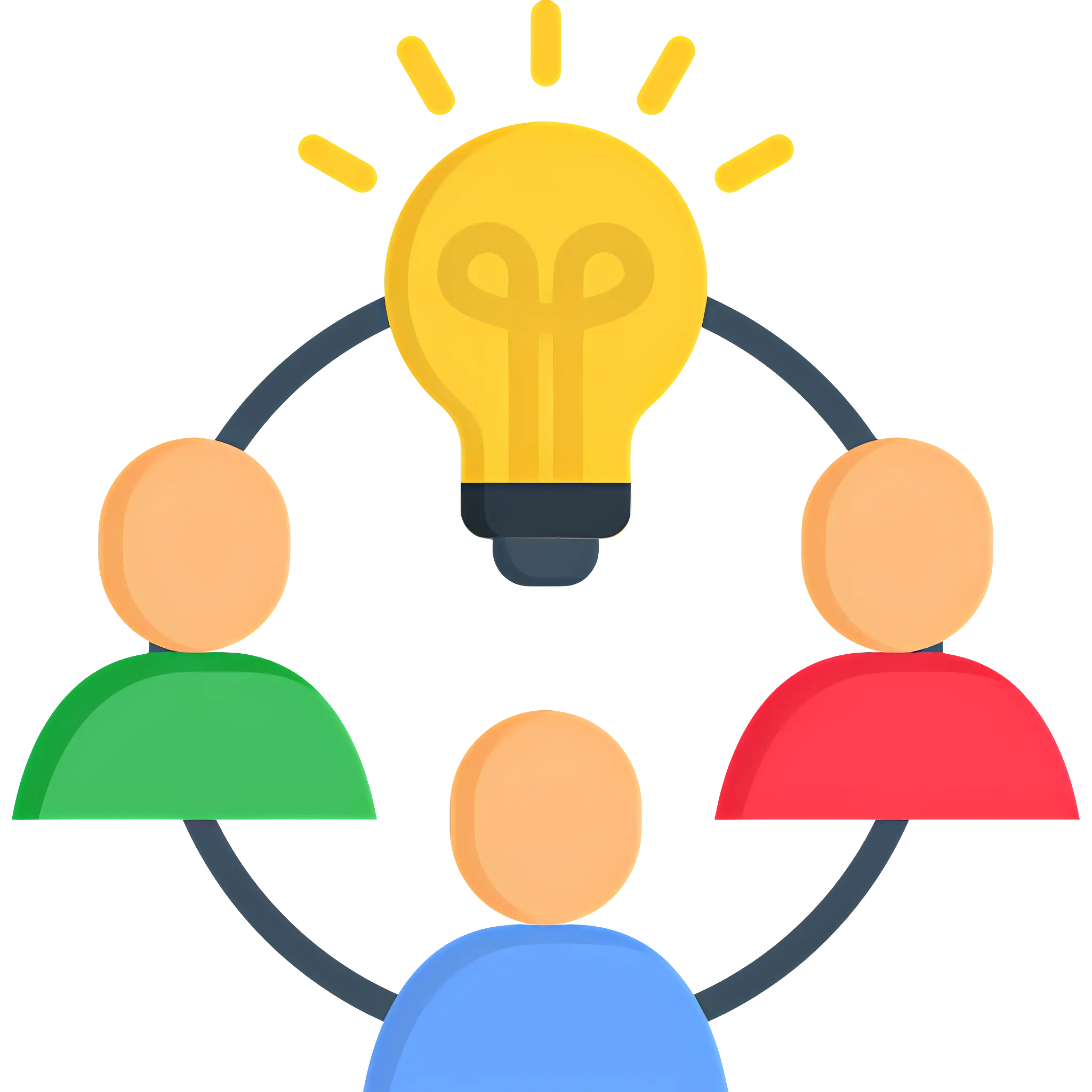 Teamwork and Light Bulb for Idea Collaboration