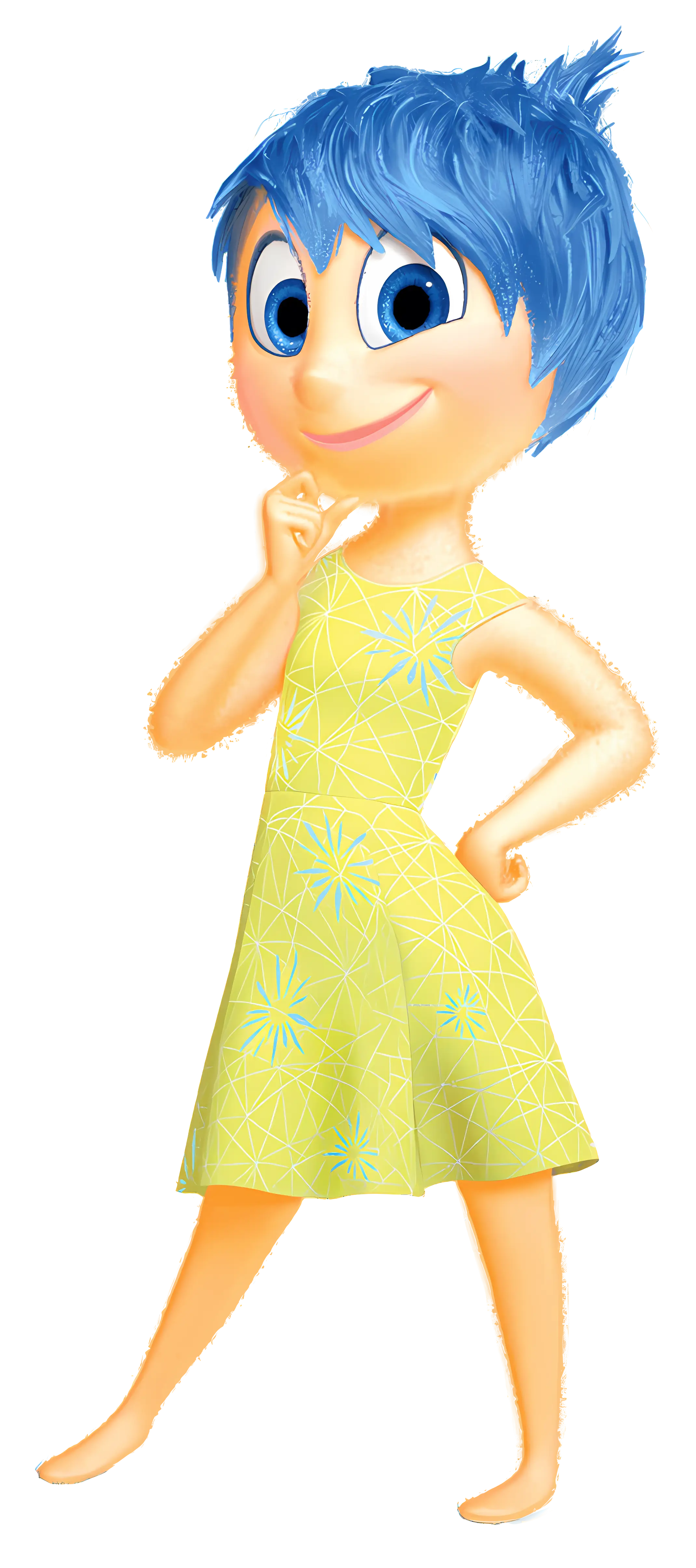 Joyful Blue-Haired Character