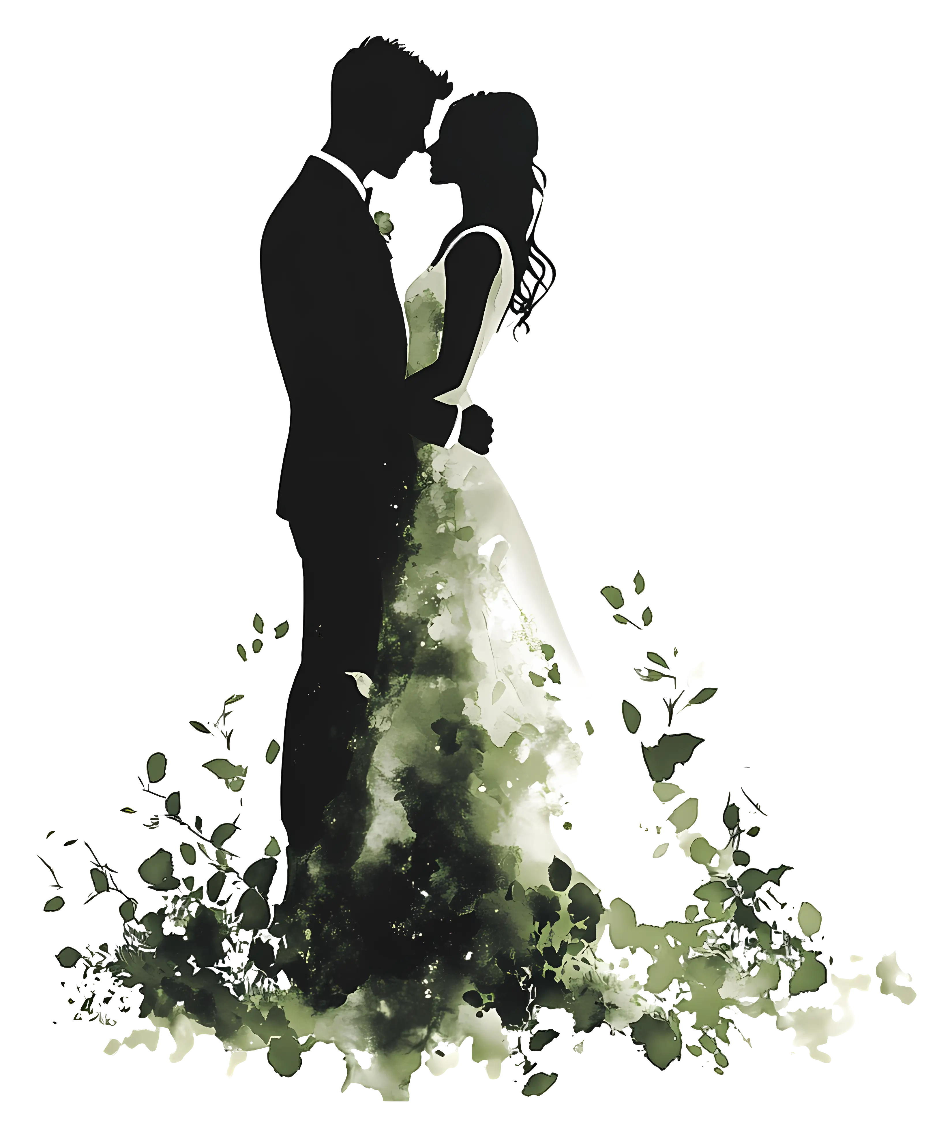 Wedding Couple Silhouette Illustration