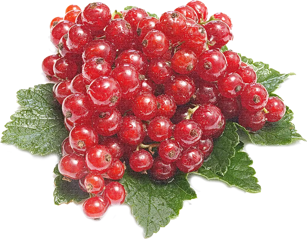 Fresh Red Currants with Green Leaves