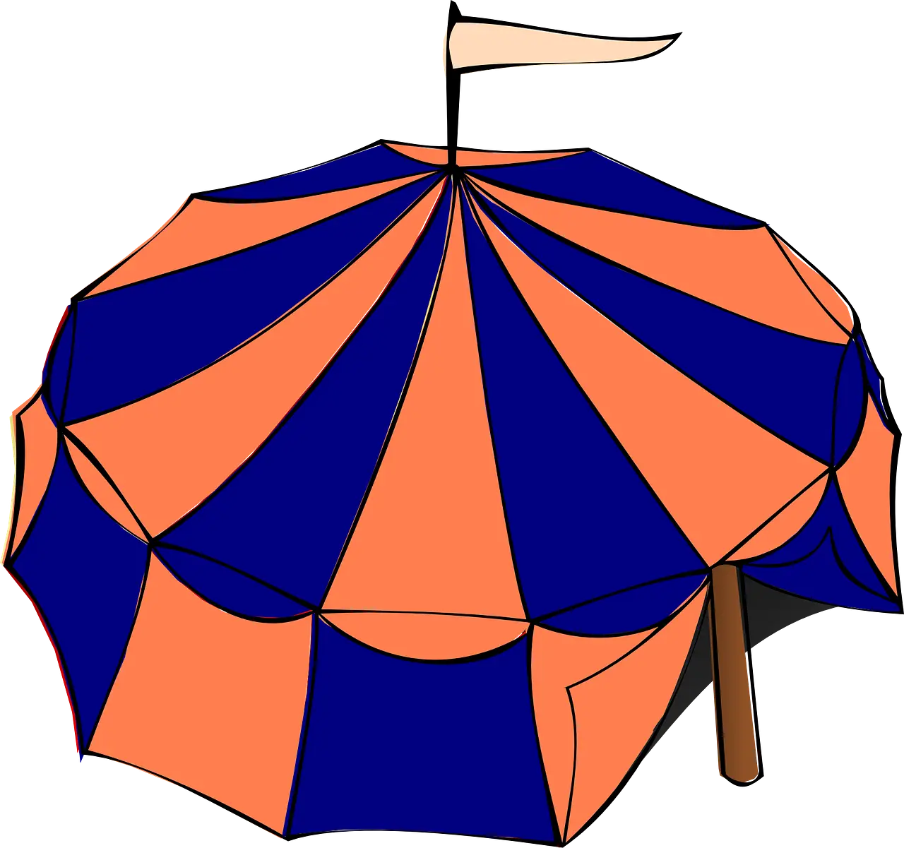 Orange and Blue Circus Tent Illustration