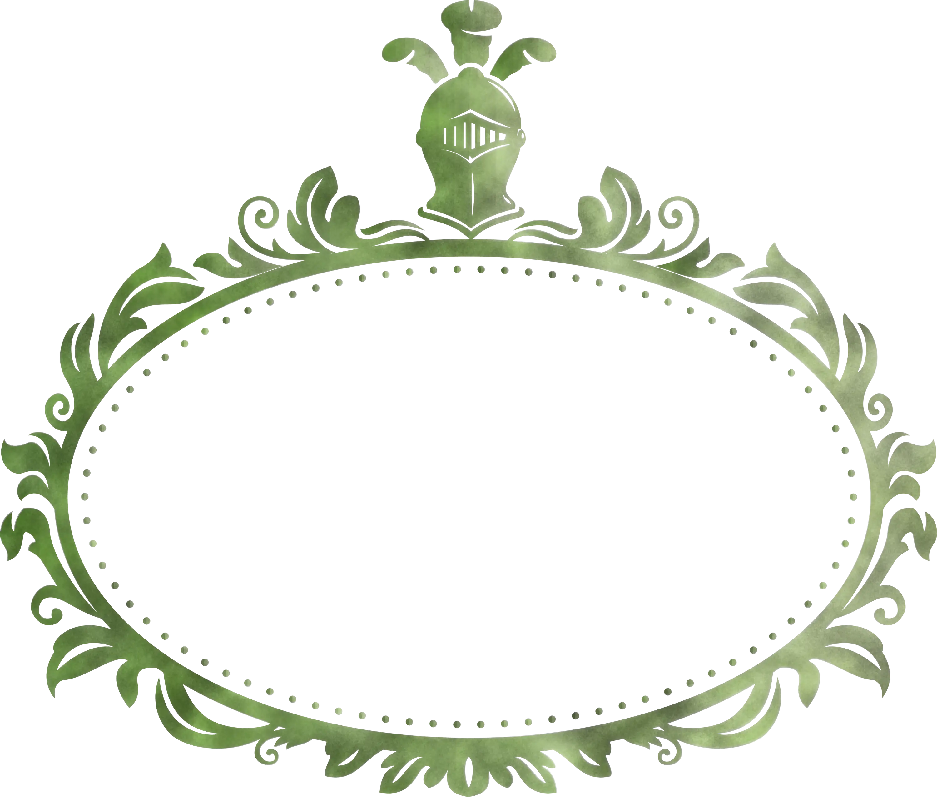 Ornate Green Frame with Knight Helmet