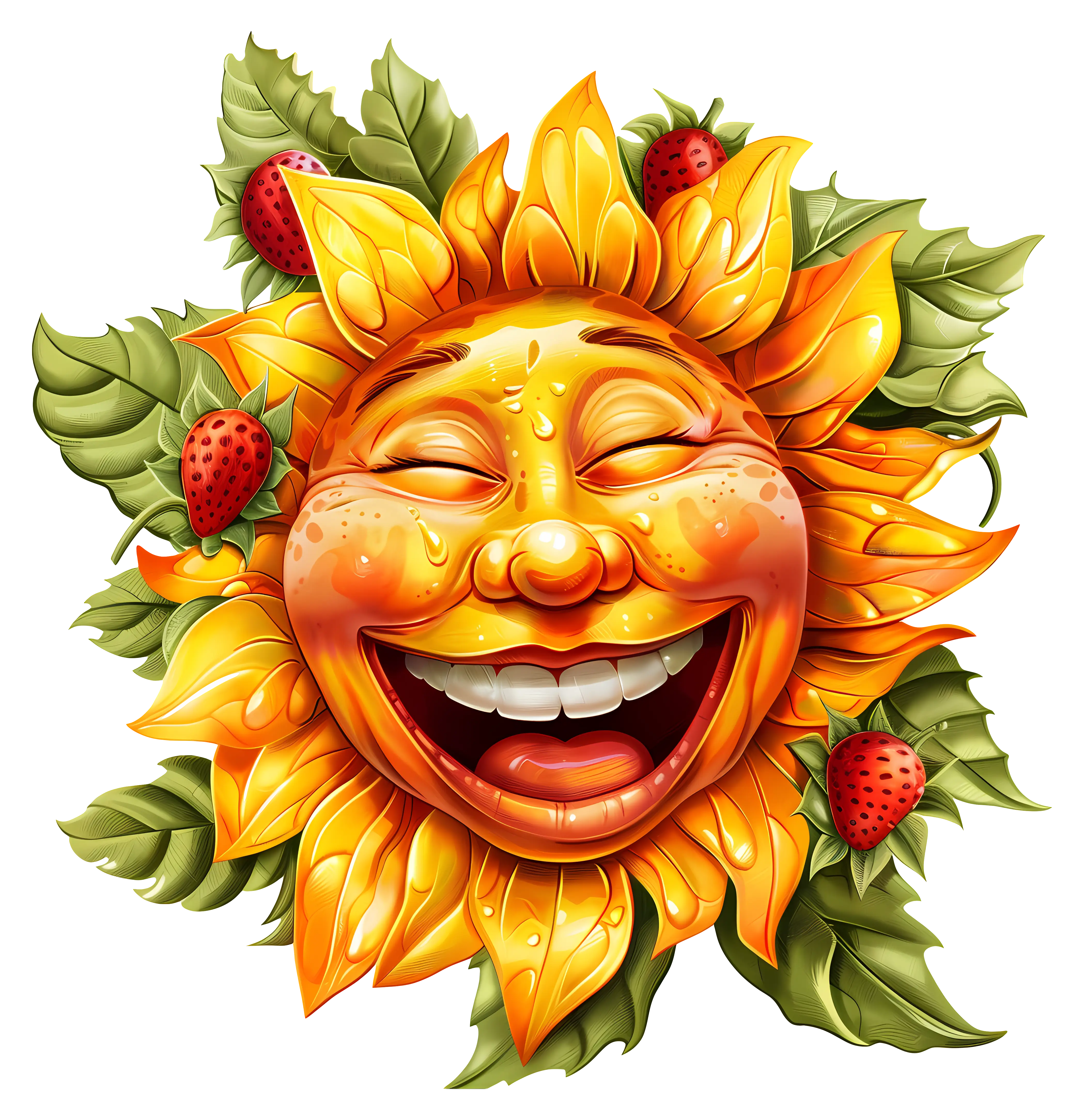 Happy Sunflower Face Illustration