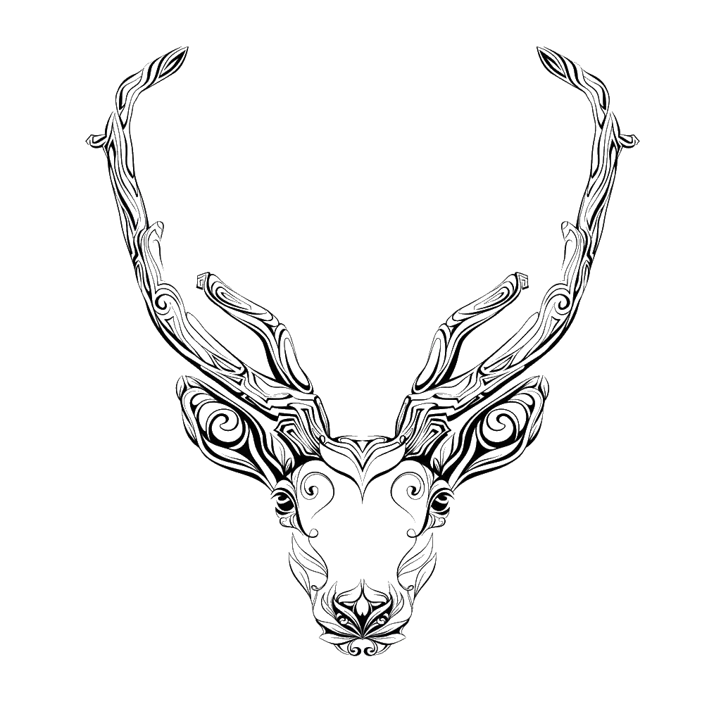 Intricate Deer Antlers Drawing