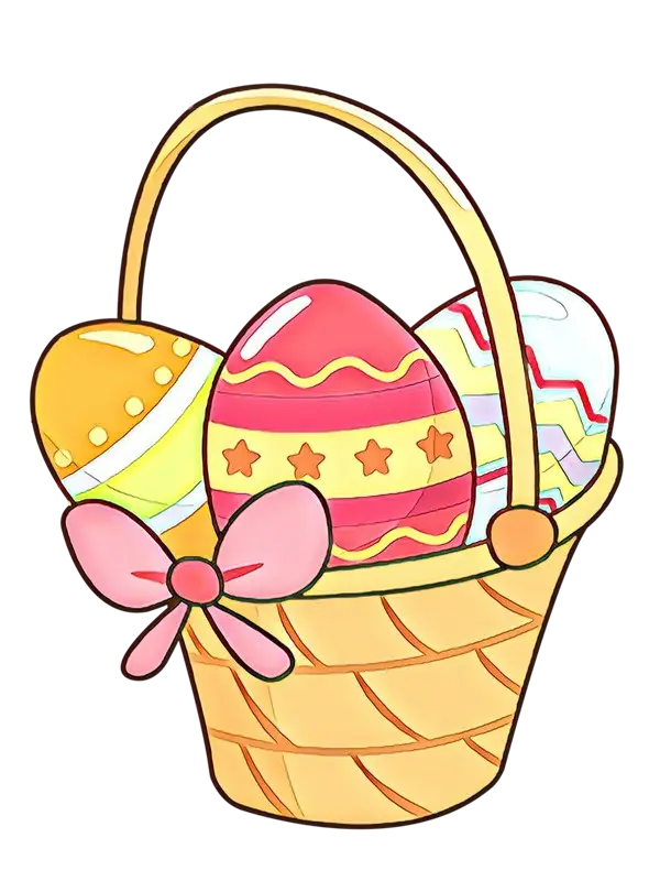 Festive Basket of Colorful Easter Eggs