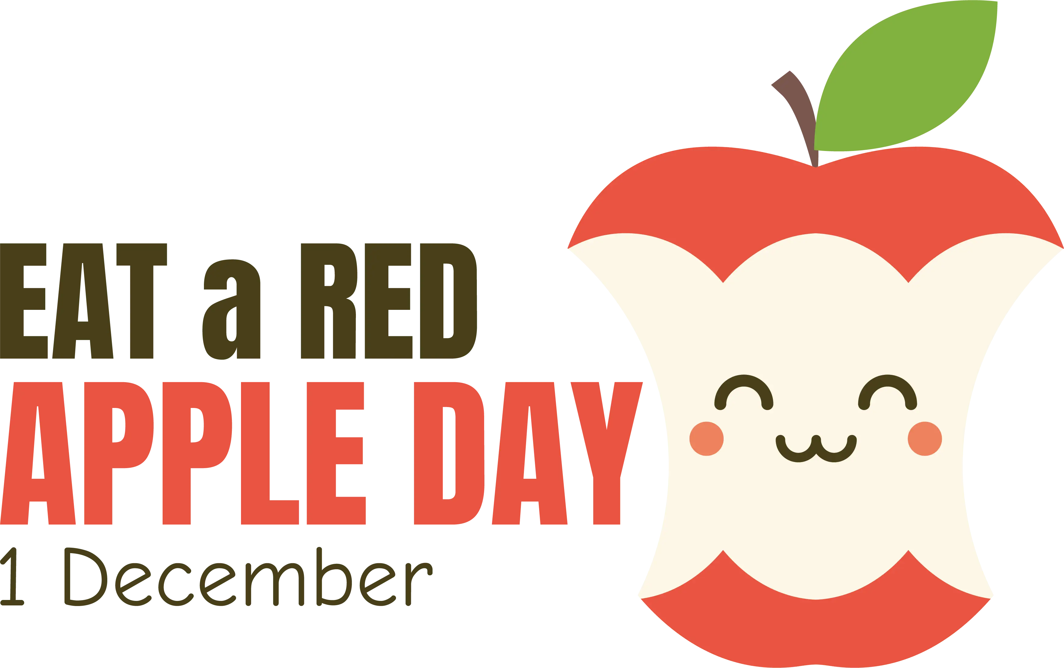 Cartoon Red Apple Core for Eat a Red Apple Day