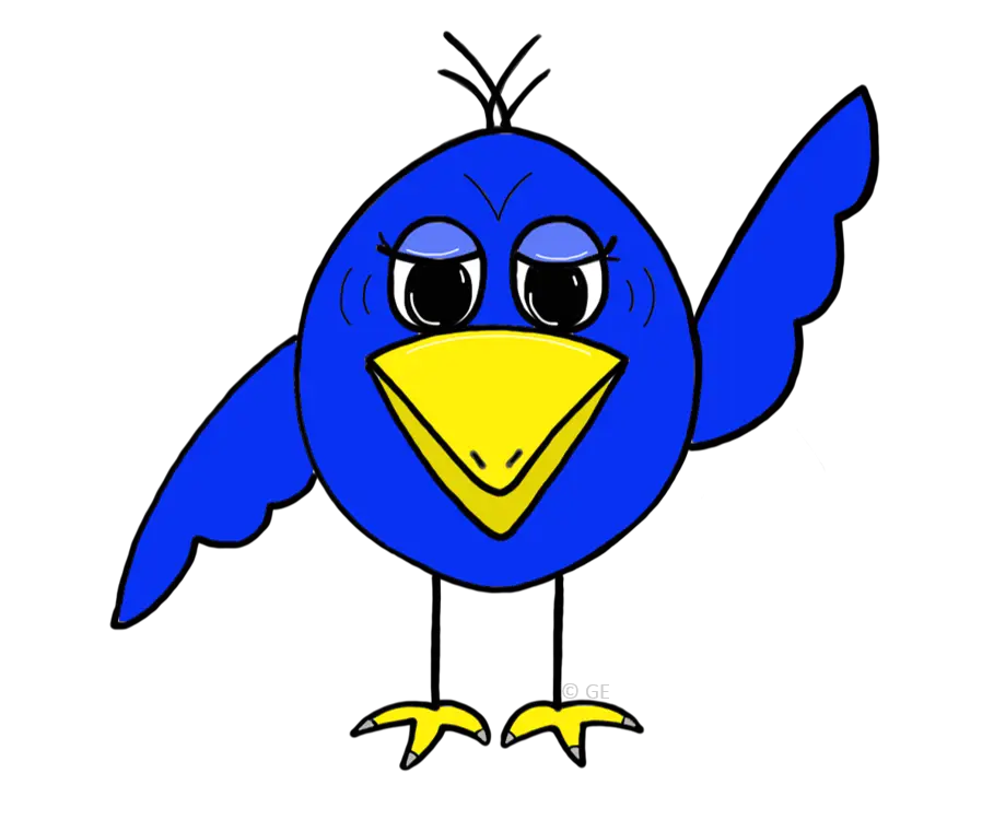 Cartoon Blue Bird with Yellow Beak