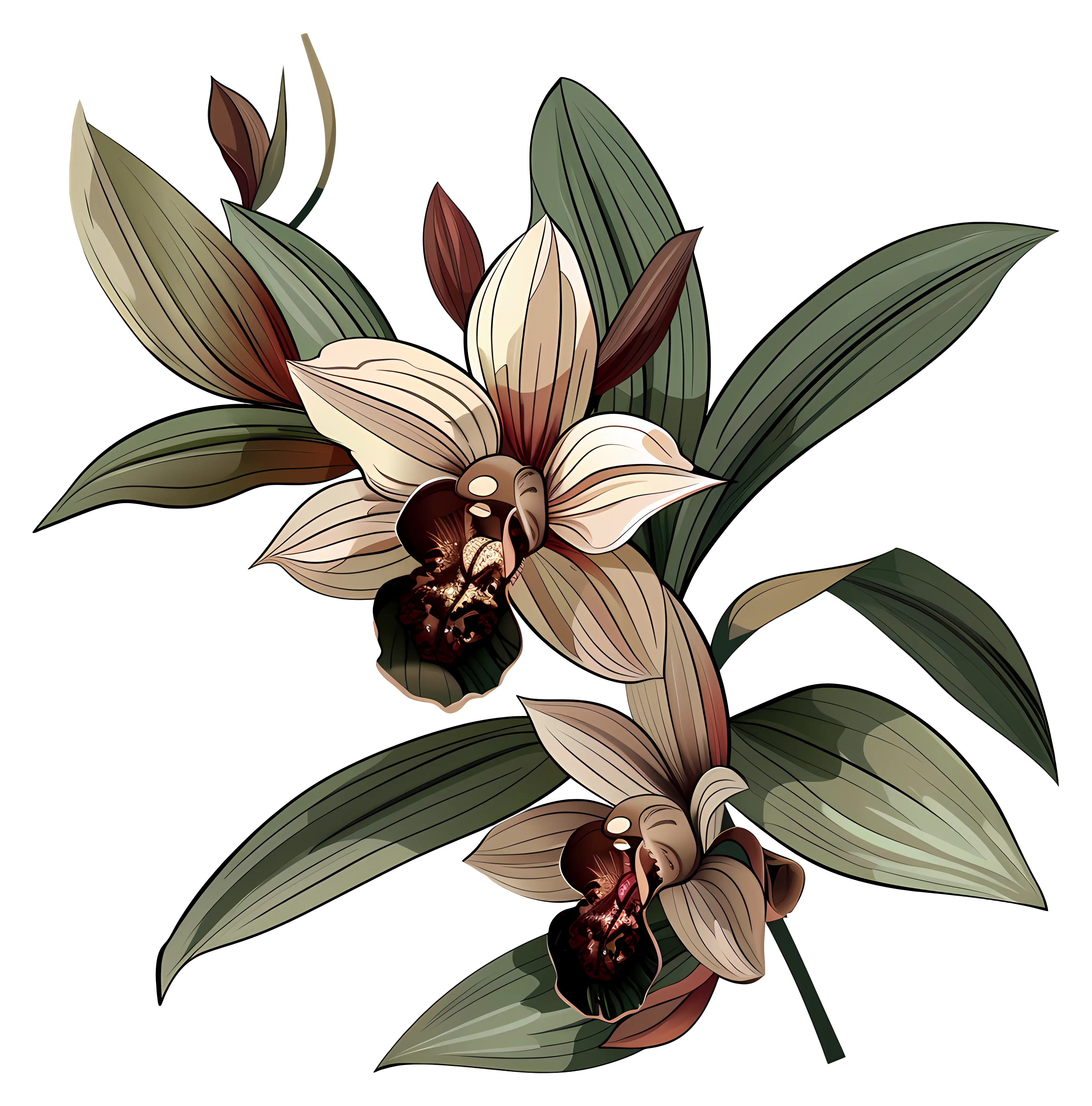 Illustration of Orchid Flowers