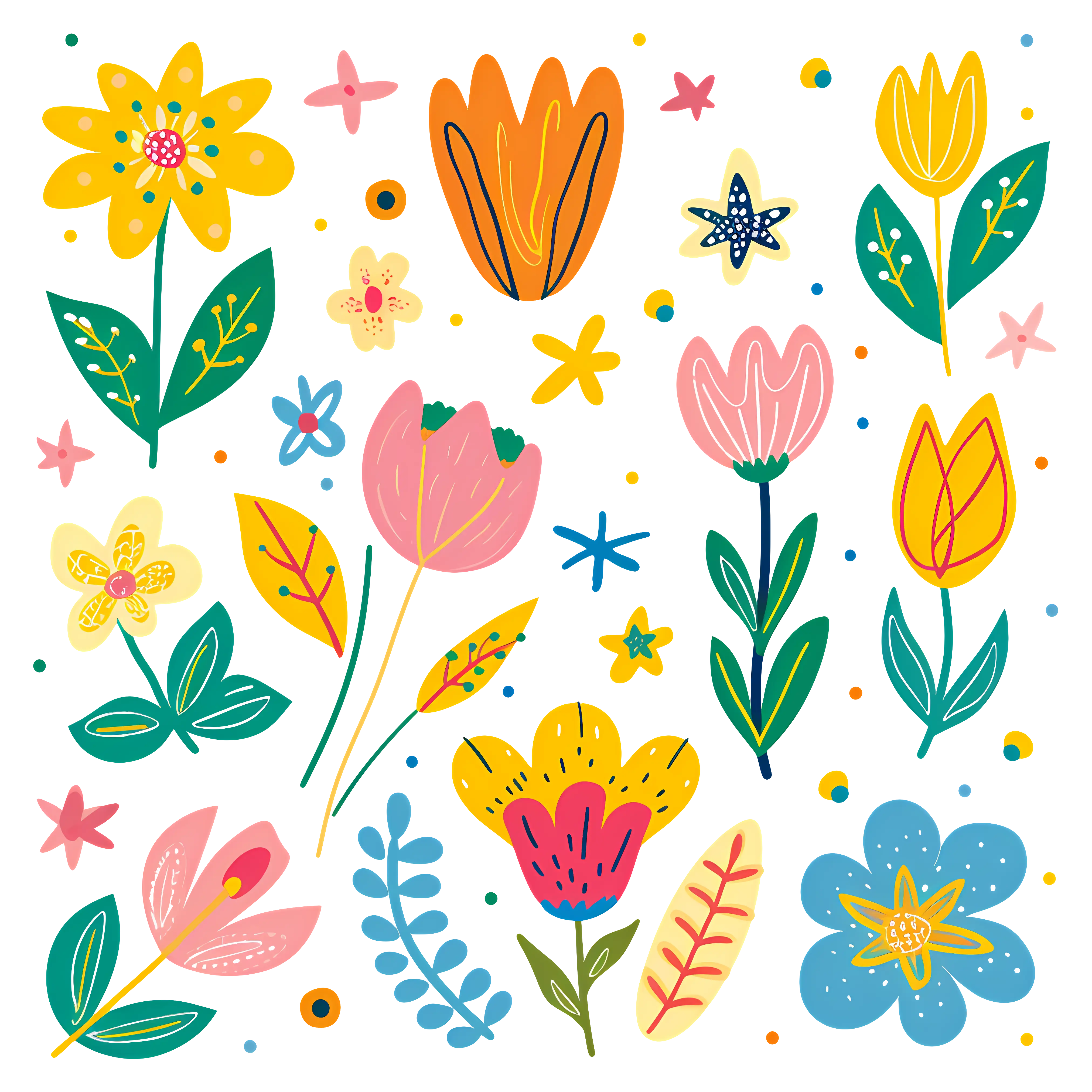 Vibrant Floral Doodles