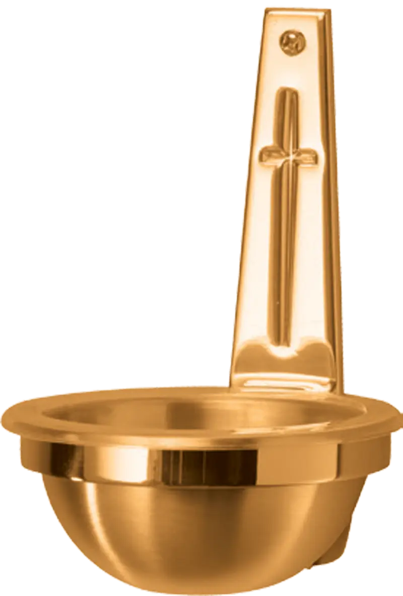 Gold Holy Water Font with Cross