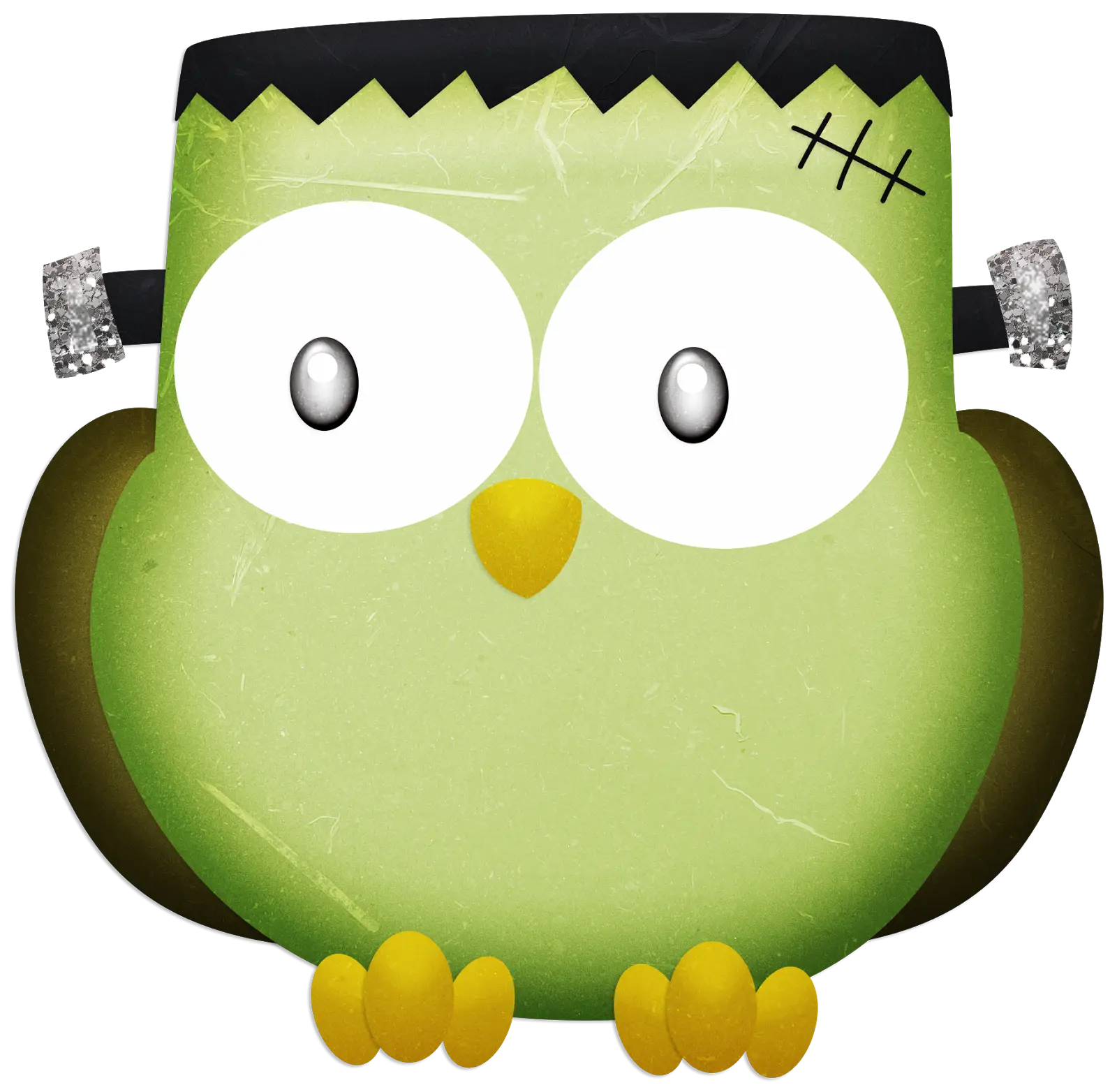 Quirky Green Frankenstein Owl Illustration