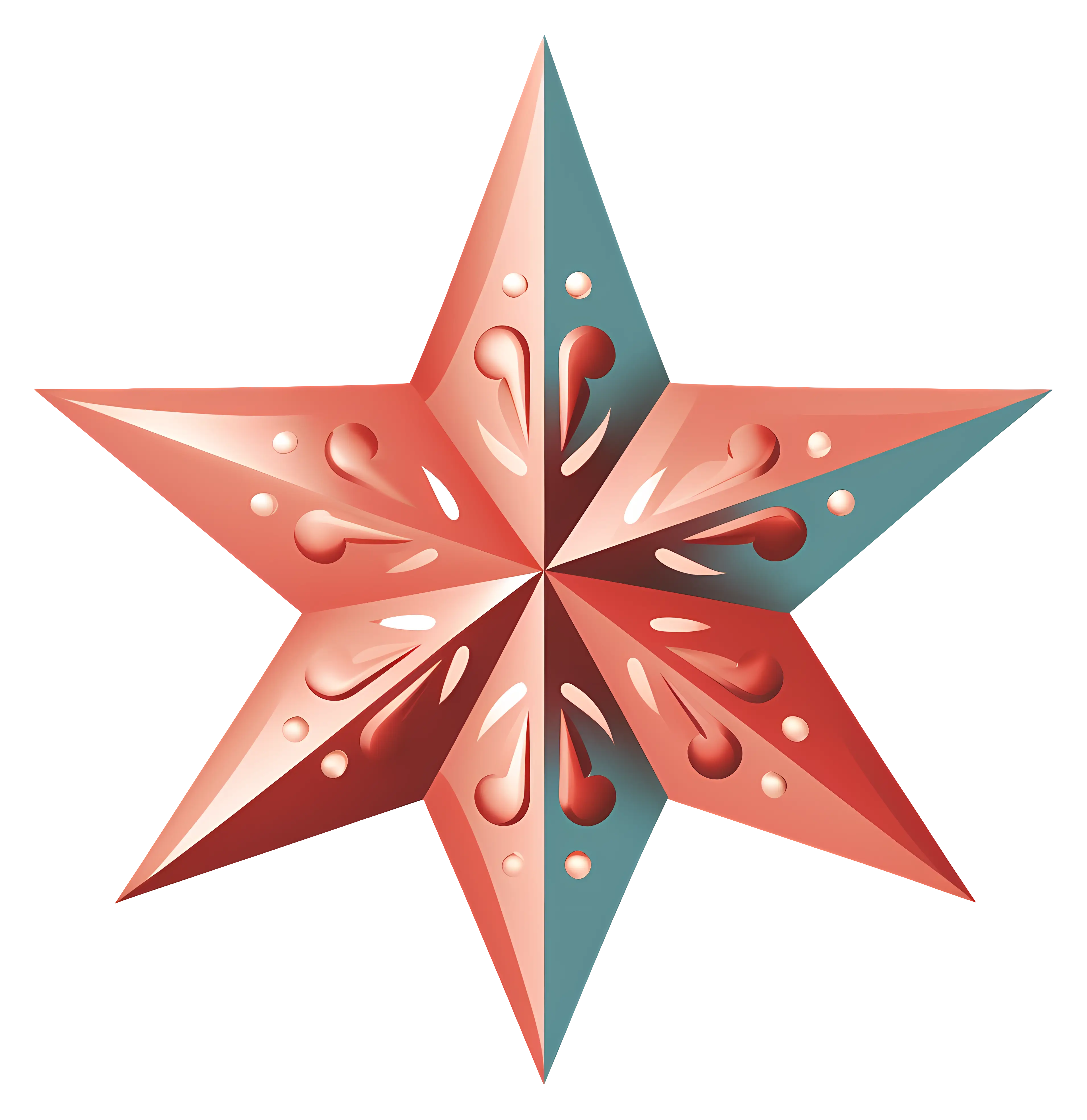 Red and Teal Ornamental Star Design