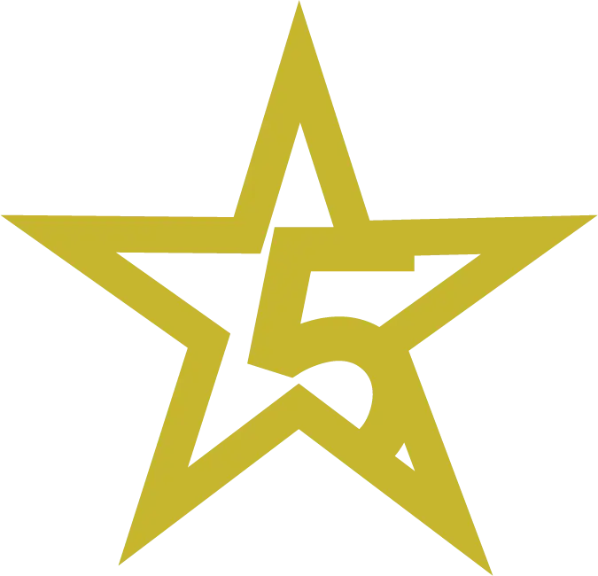 Golden Star with Number 5 for Excellence