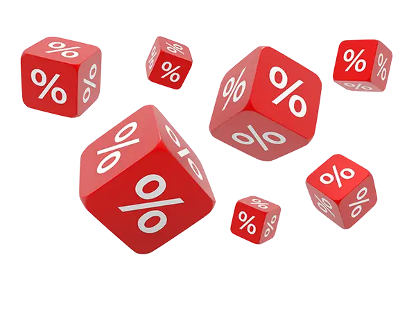 Red Percentage Dice for Promotional Graphics
