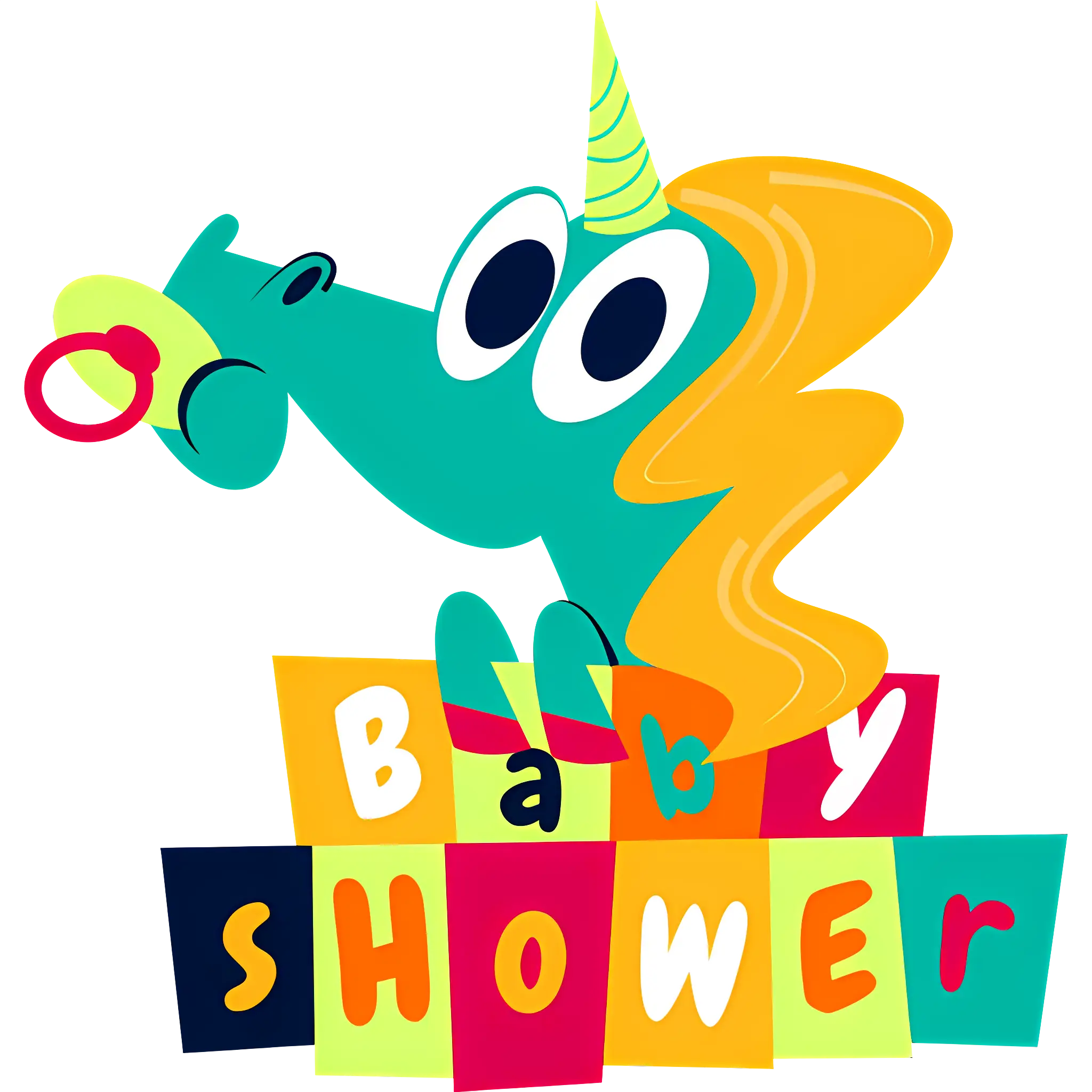 Colorful Baby Shower Unicorn Cartoon
