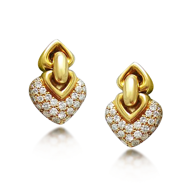 Sparkling Gold Heart-Shaped Earrings
