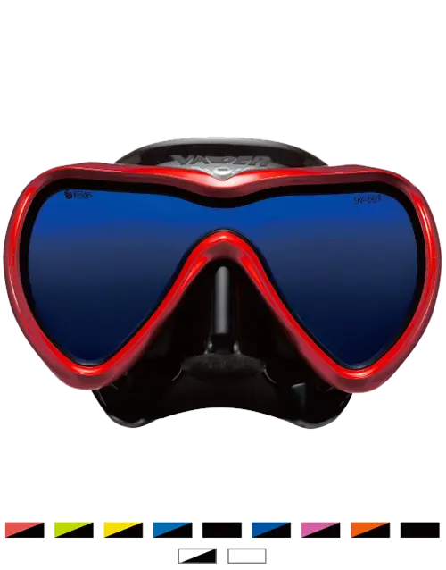 Diving Mask with Red Frame and Blue Lenses