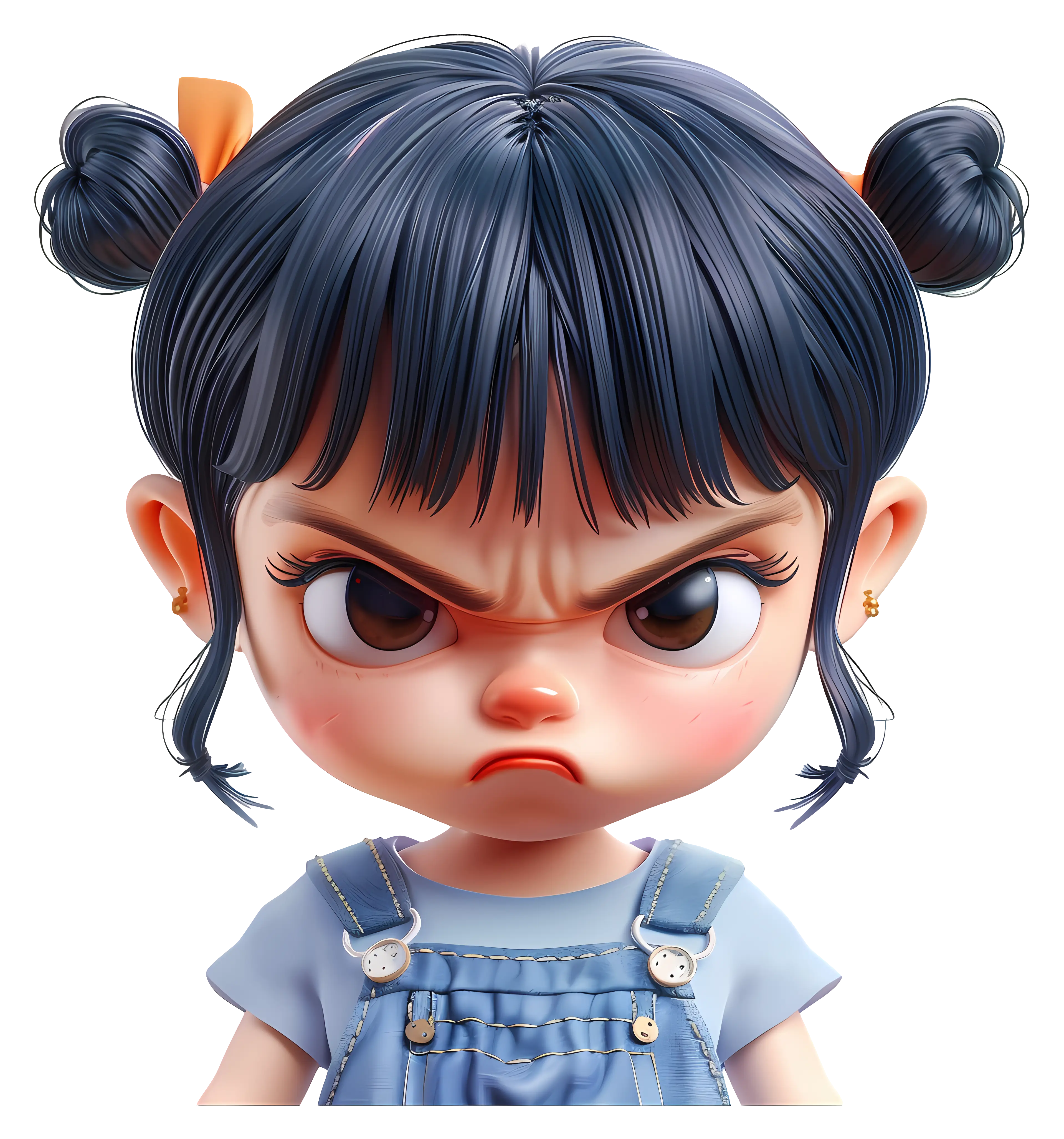Angry Girl with Pigtails