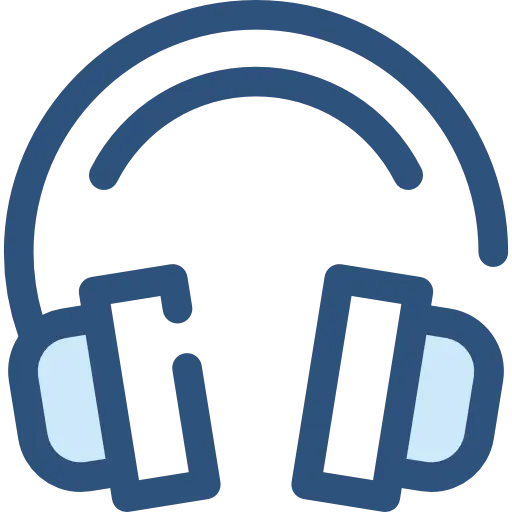 Blue Headphones Icon for Audio