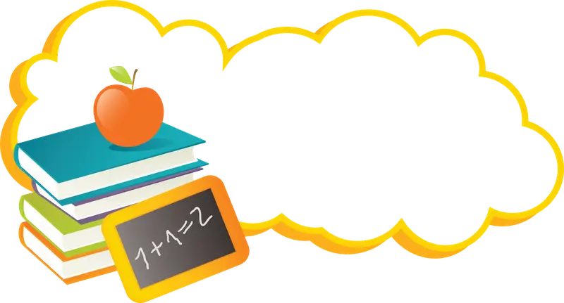 Books with Apple and Chalkboard Illustration