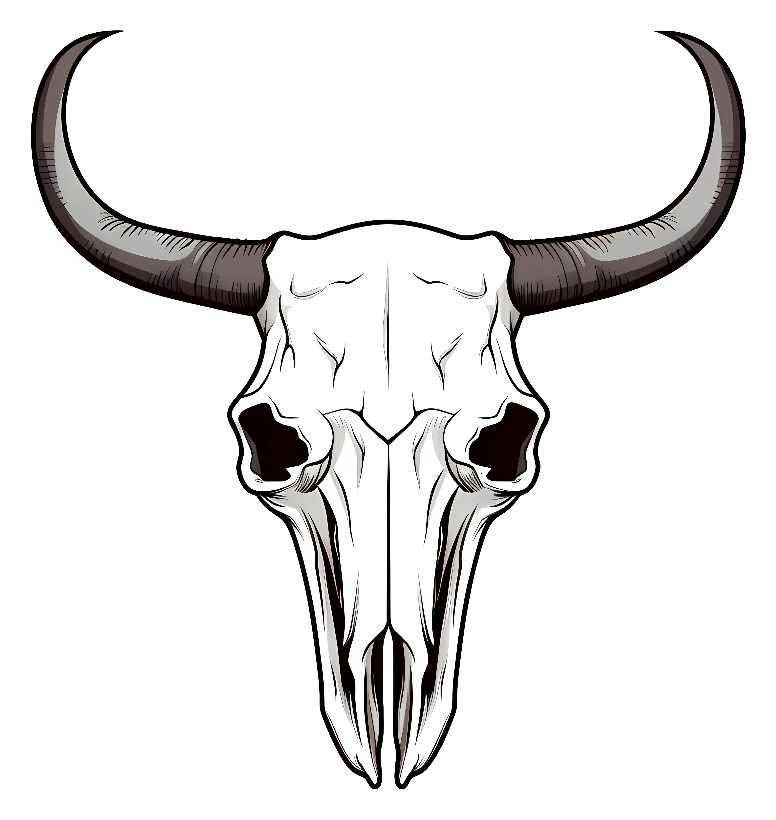 Detailed Bull Skull Illustration in Rustic Style