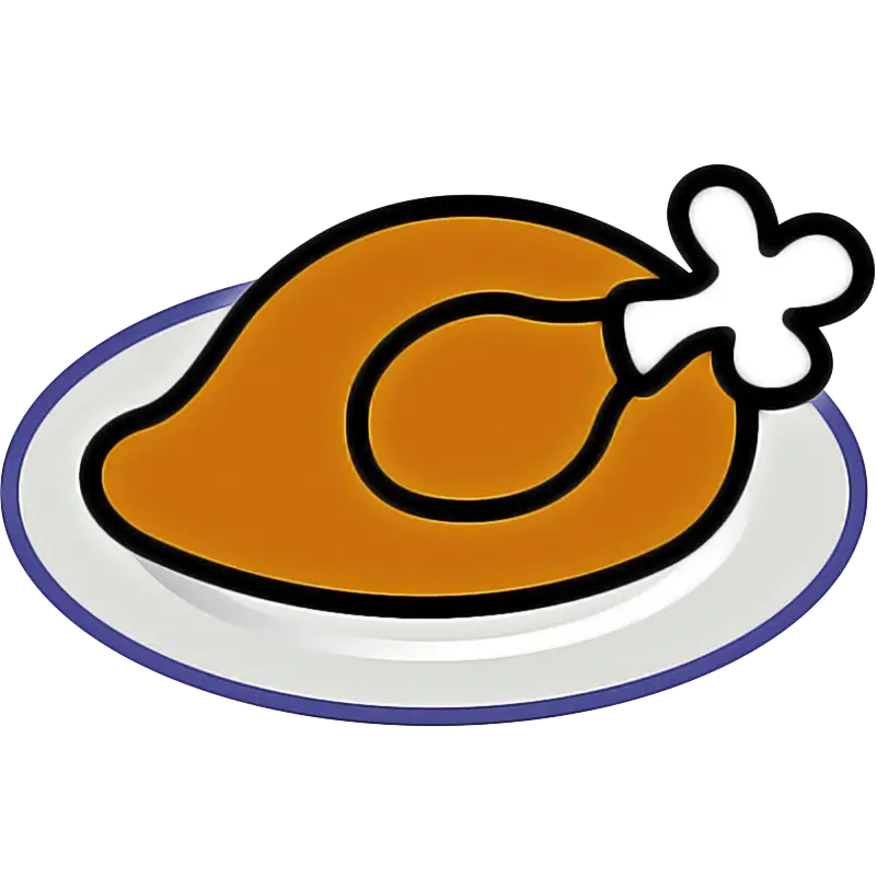 Cartoon Drumstick on Plate