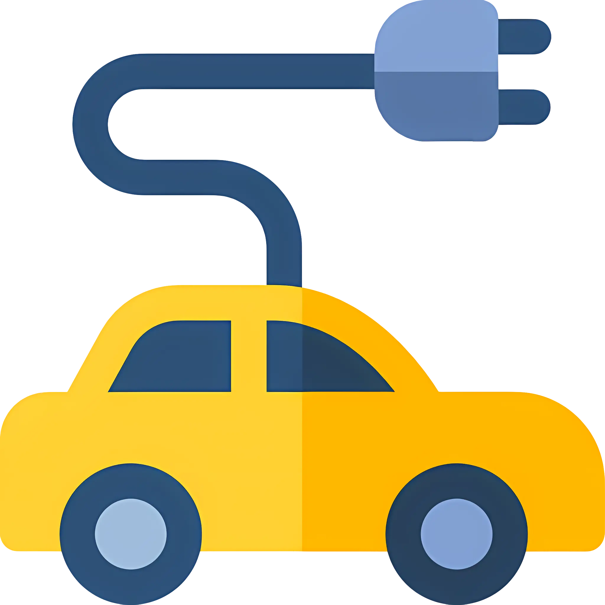 Yellow Electric Car with Plug Icon