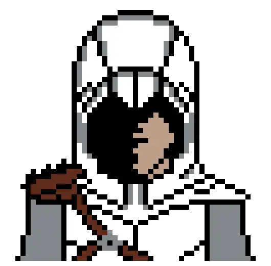 Pixel Art Character in White Hood