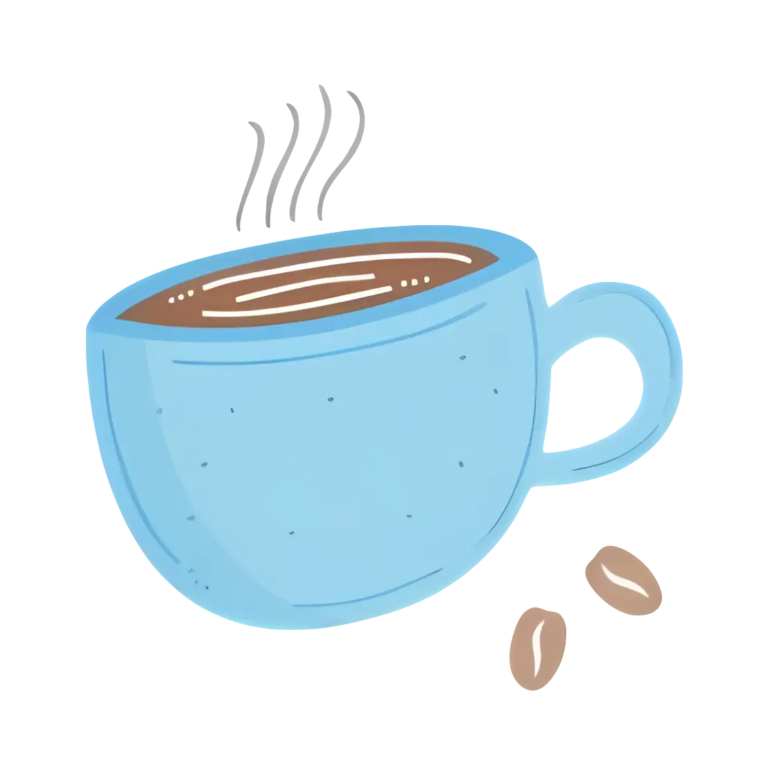 Blue Coffee Cup with Steaming Hot Coffee Illustration