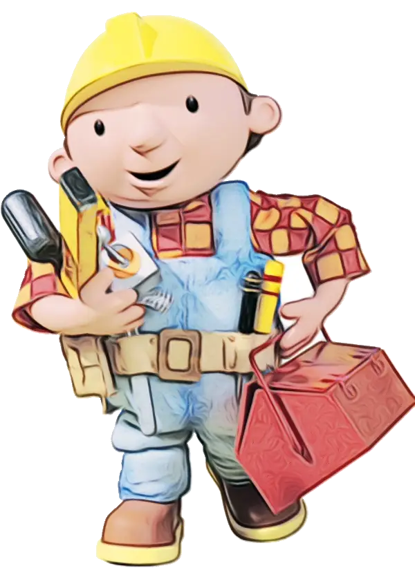 Cartoon Construction Worker with Tools