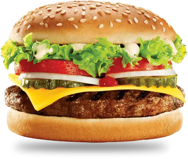 Cheeseburger with Fresh Vegetables and Pickles