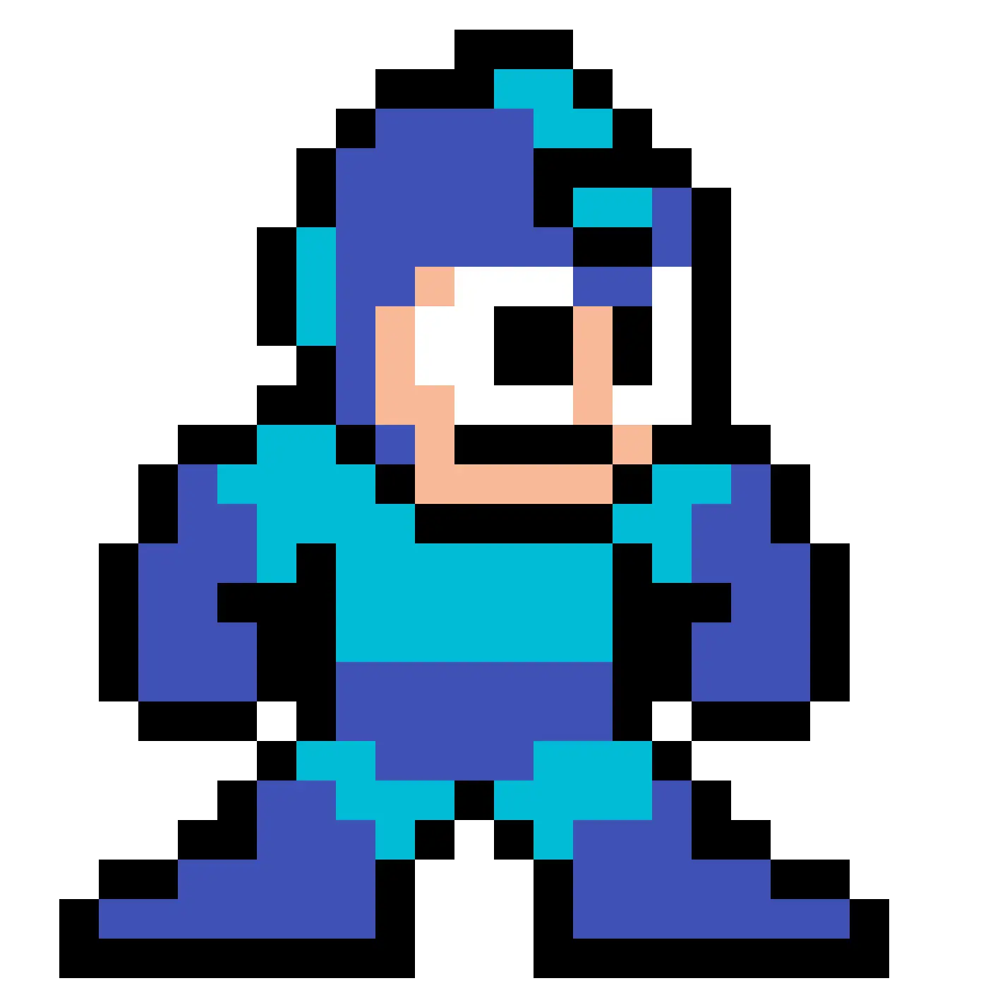Pixel Art Blue Character in Retro Style