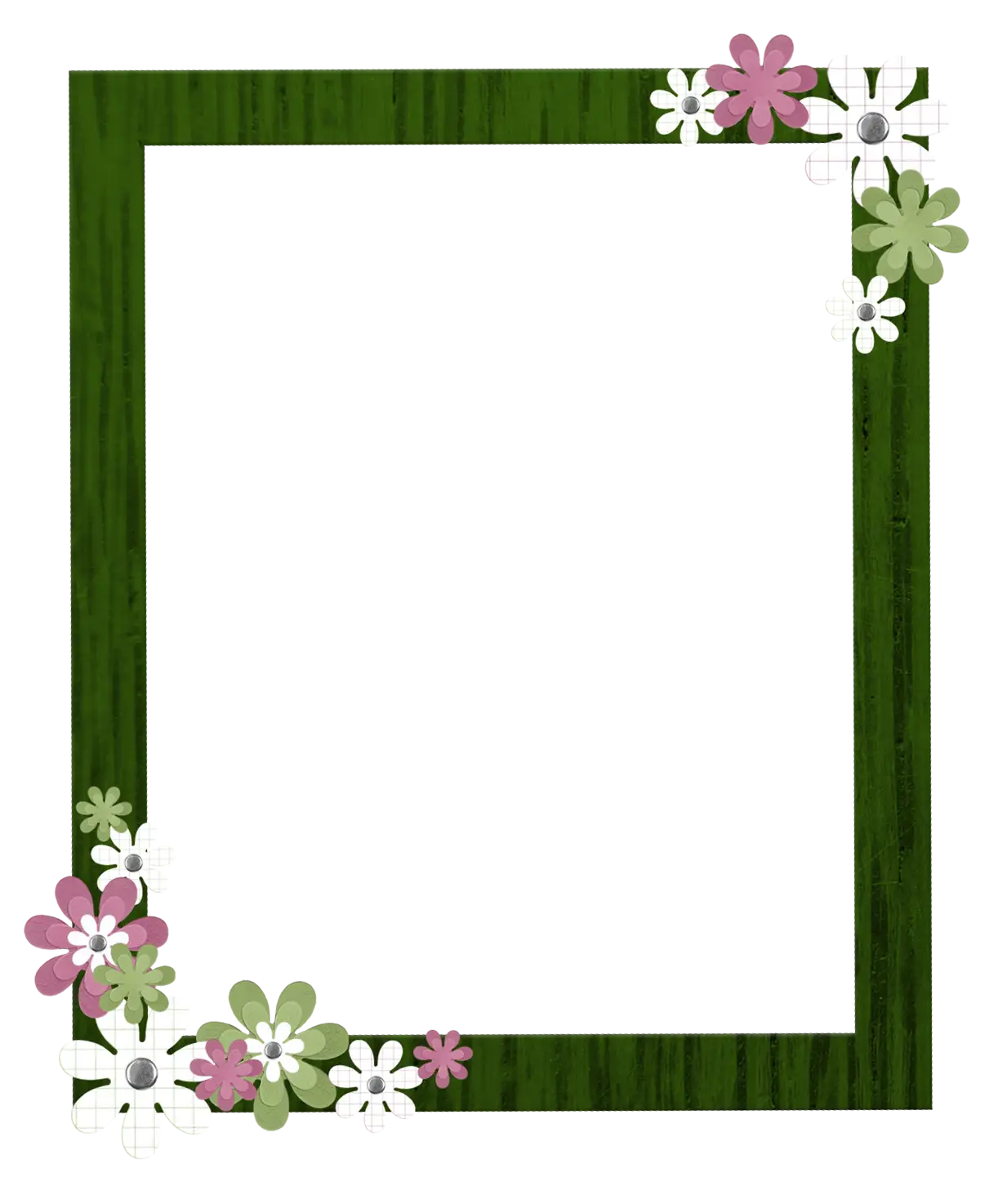 Green and Pink Flower Border Frame