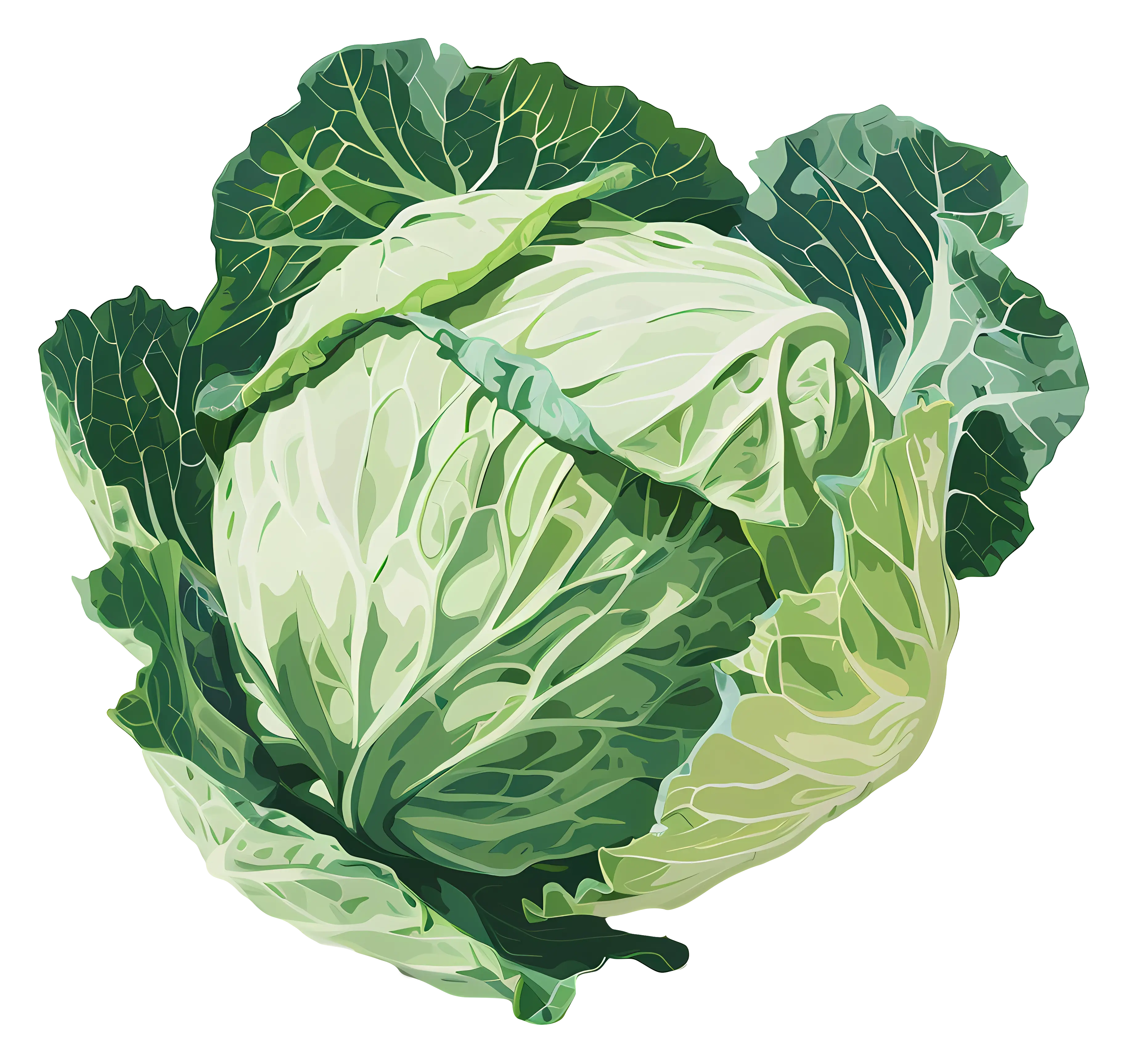 Illustration of a Fresh Green Cabbage