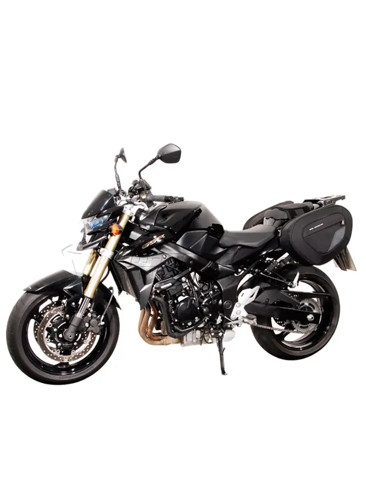 Black Modern Motorcycle with Saddle Bags