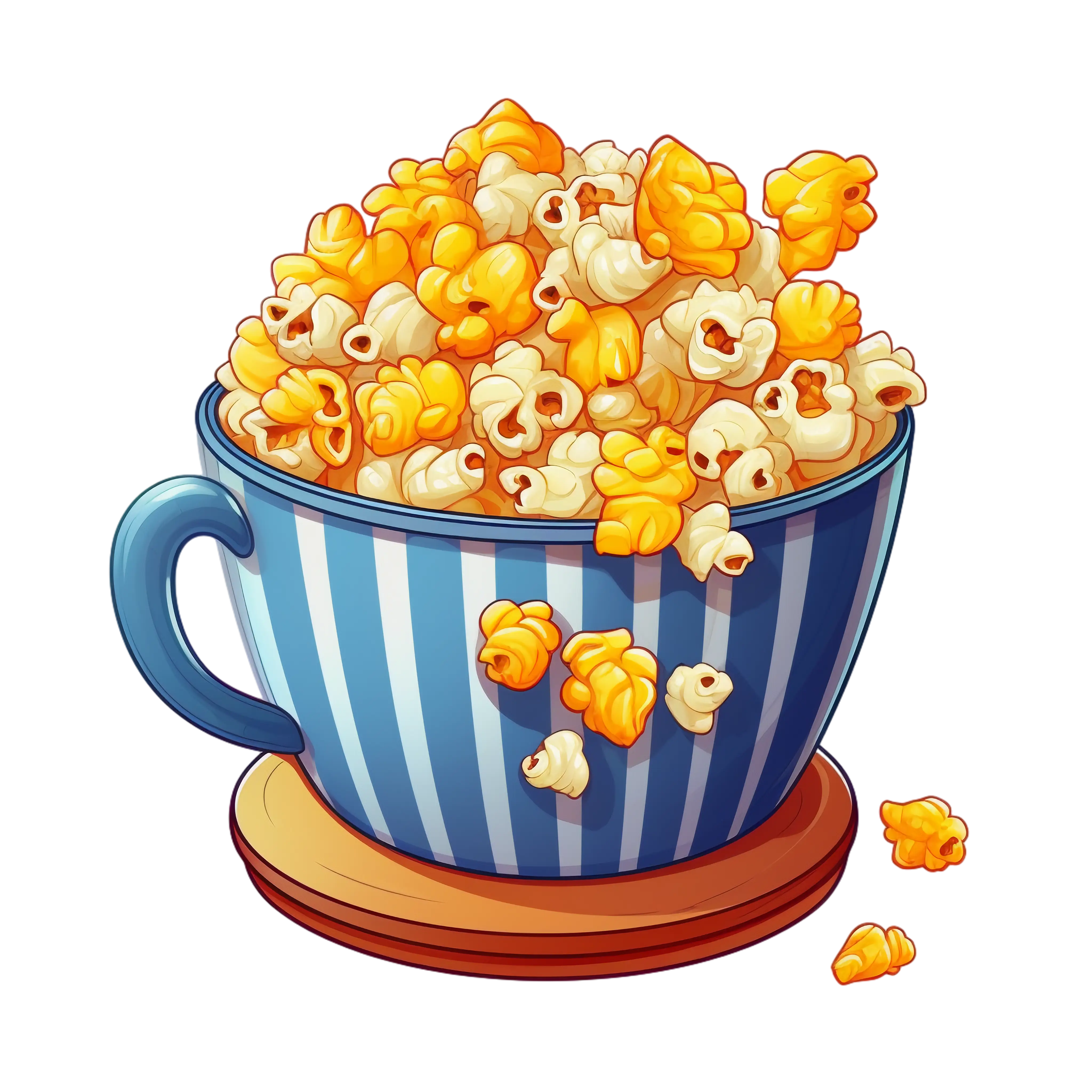 Popcorn in Blue Striped Bowl