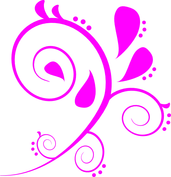 Pink Decorative Swirl with Floral Patterns