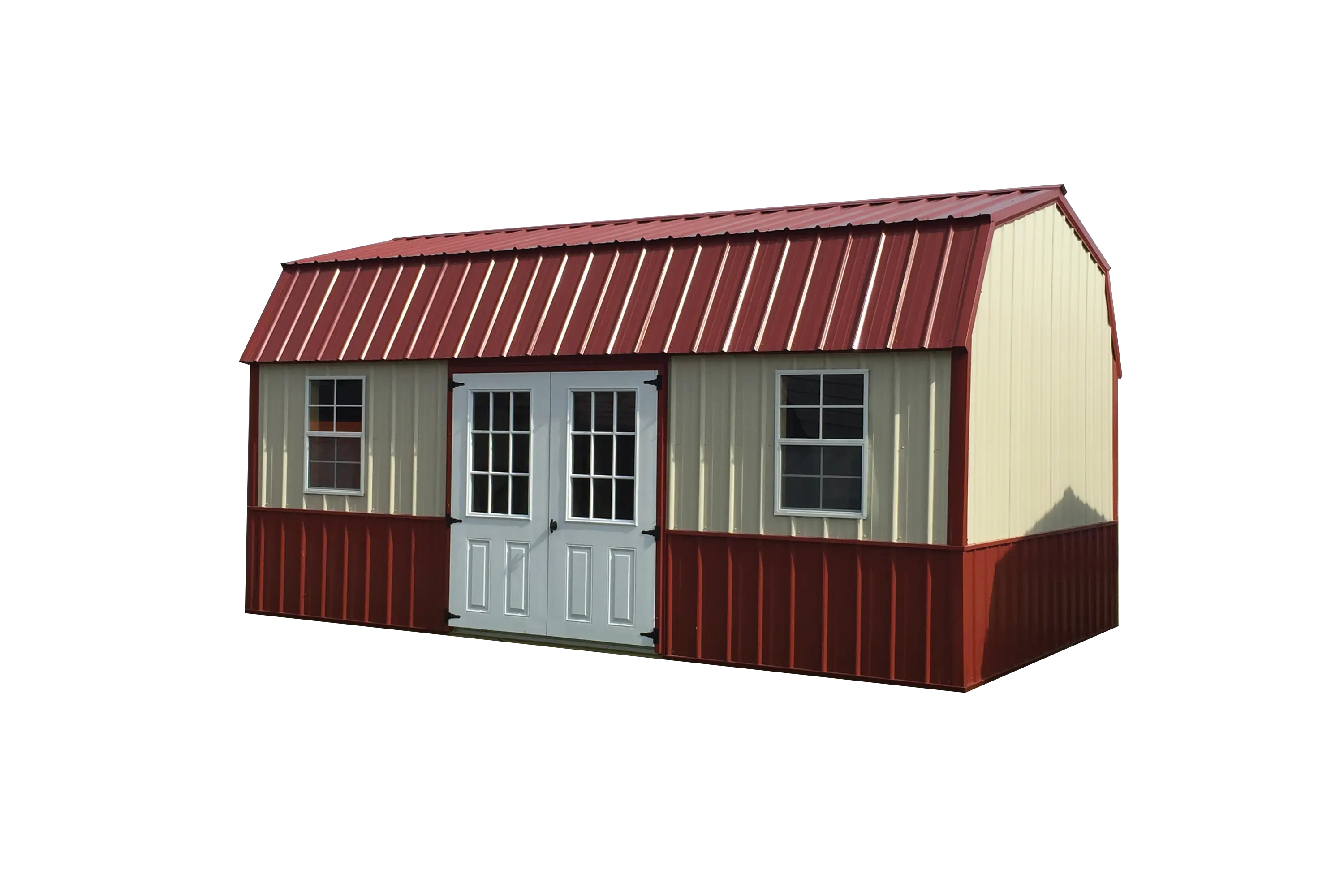 Small Red and White Barn Structure for Outdoor Spaces